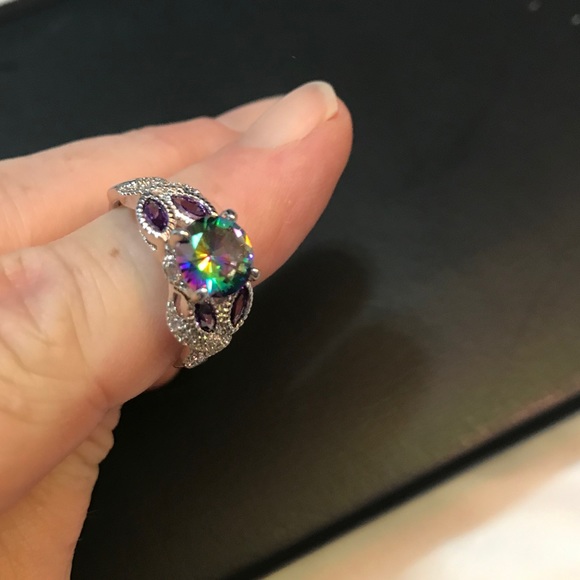 Mystic Topaz Set in White gold filled Ring - Picture 8 of 8